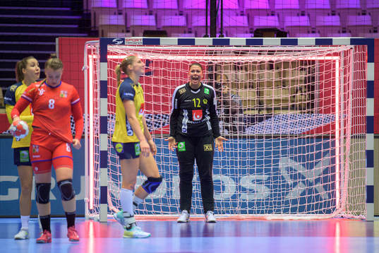 Goalkeeper Filippa Idehn of Sweden reacts
