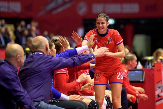 Sarka Marcikova of Czech Republic celebrates