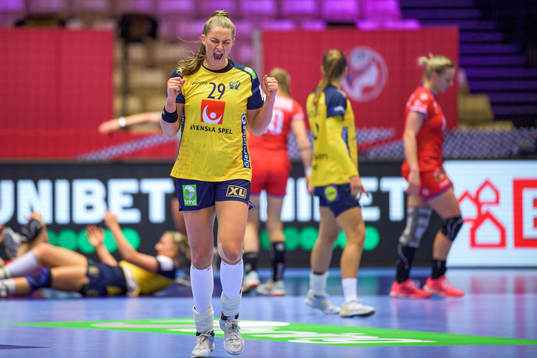 Kristin Thorleifsdottir of Sweden celebrates