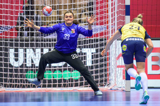 Goalkeeper Petra Kudlackova of Czech Republic and Nathalie