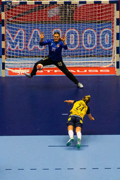 Nathalie Hagman of Sweden shoots a penalty towards