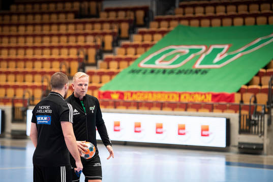 Helsingborgs assisterande tränare Oskar Hansson och Henrik