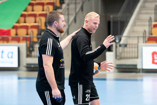 Helsingborgs assisterande tränare Oskar Hansson och Henrik