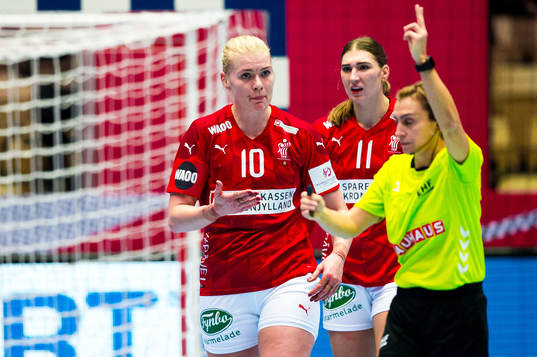 Kathrine Heindahl of Denmark reacts