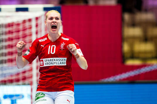 Kathrine Heindahl of Denmark celebrates