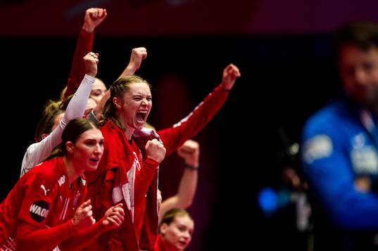 Players of Denmark celebrate