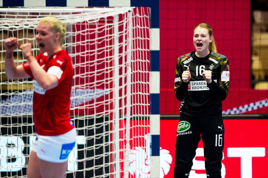 Goalkeeper Althea Rebecca Reinhardt of Denmark celebrates