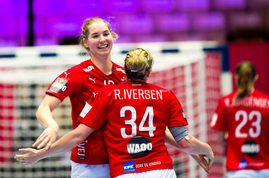 Mette Tranborg and Rikke Iversen of Denmark celebrate
