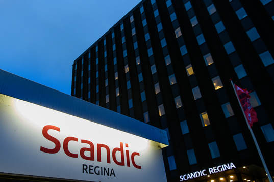 Exterior view of Scandic Regina, the player's hotel for