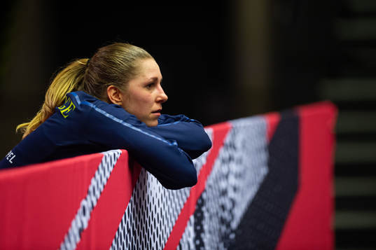 Melissa Petren of Sweden looks dejected