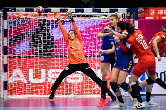 Goalkeeper Yuliya Dumanska of Romania