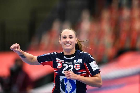 Camilla Herrem of Norway celebrates