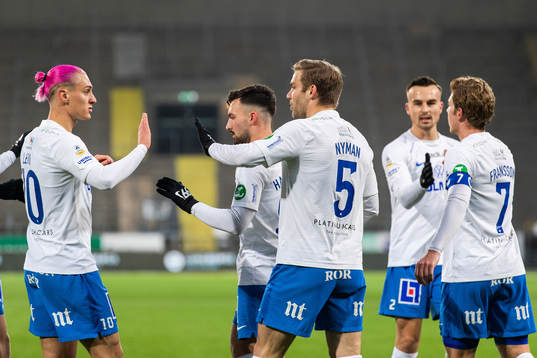 IFK Norrköpings Jonathan Levi och Christoffer Nyman jublar