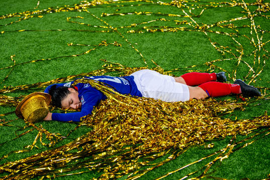 Dejana Stefanovic of Vålerenga celebrates winning the