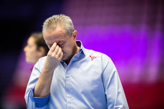Jan Basny, head coach of Czech Republic looks dejected