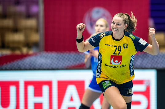 Kristin Thorleifsdottir of Sweden celebrates