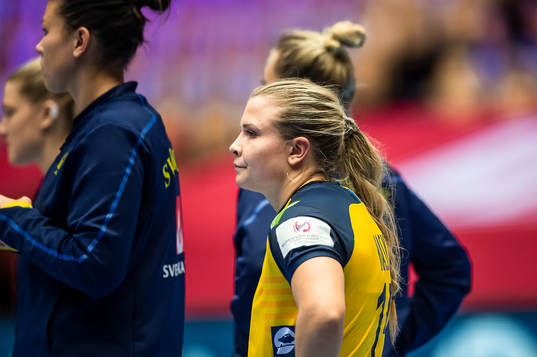 Emma Rask of Sweden looks dejected