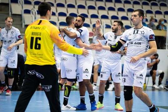 Montpelliers spelare jublar