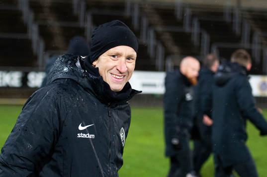 Landskronas tränare Billy Magnusson jublar