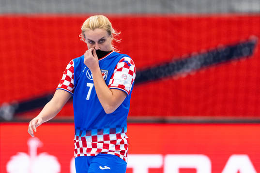Dora Krsnik of Croatia looks dejected