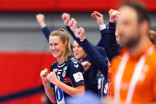 Marit Malm Frafjord of Norway celebrates