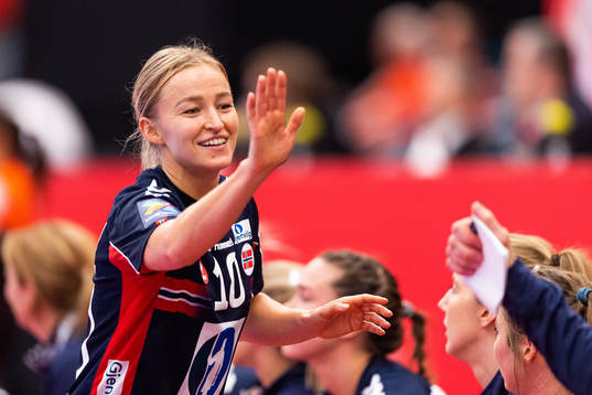 Stine Bredal Oftedal of Norway celebrates