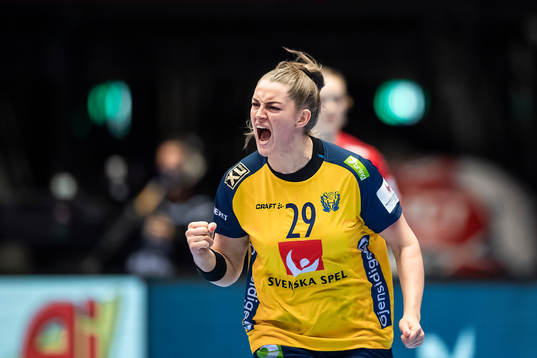 Kristin Thorleifsdottir of Sweden celebrates