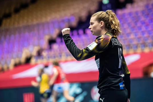 goalkeeper Althea Rebecca Reinhardt of Denmark celebrates