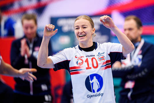 Stine Bredal Oftedal of Norway celebrates