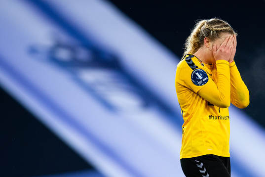 Sophie Haug of LSK Kvinner looks dejected