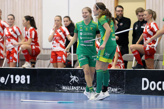 Thorengruppens Maja Viström och Oona Kauppi  jublar