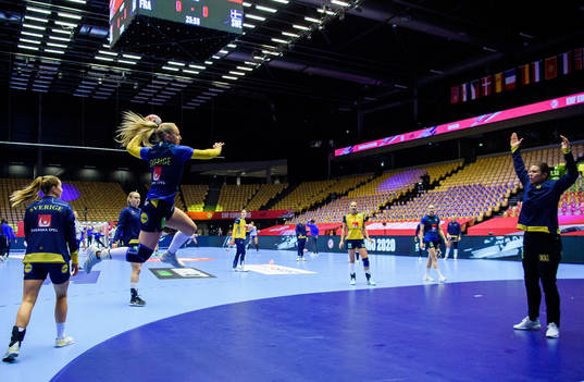 Mathilda Lundström and goalkeeper Filippa Idehn of Sweden