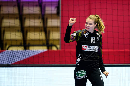 Goalkeeper Althea Rebecca Reinhardt of Denmark celebrates