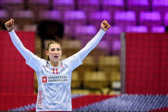 Line Haugsted of Denmark celebrates