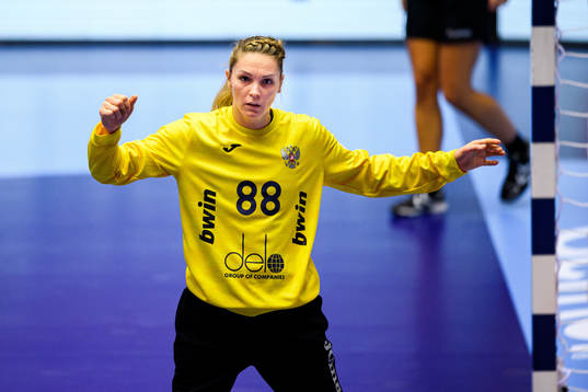 Goakeeper Viktoriia Kalinina of Russia