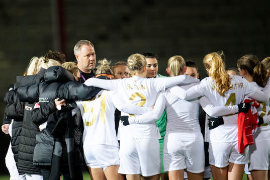 Rosengårds assistant coach Patrick Winqvist and players