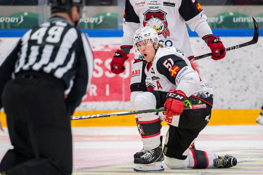Malmö Redhawks Emil Sylvegård jublar