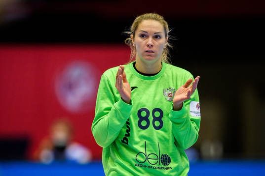 Goakeeper Viktoriia Kalinina of Russia