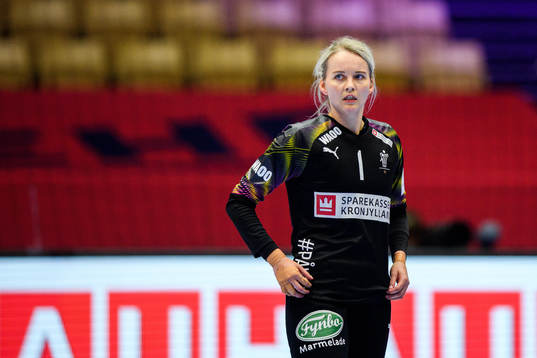 Goalkeeper Sandra Toft of Denmark looks dejected