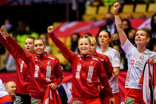 Players of Denmark celebrates
