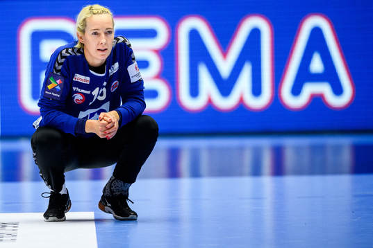 Goalkeeper Lunde Katrine of Norway looks dejected