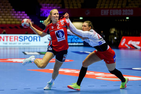 Henny Ella Reistad of Norway and Line Haugsted of Denmark