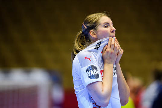 Fie Woller of Denmark looks dejected