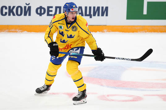 Lawrence Pilut of Sweden during the Channel One Cup ice