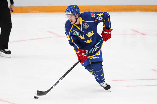 Joakim Pudas of Sweden during the Channel One Cup ice