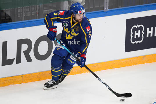 Oskar Fantenberg of Sweden during the Channel One Cup ice