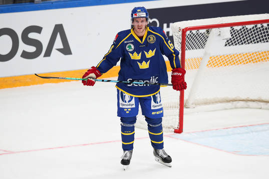 Joakim Pudas of Sweden during the Channel One Cup ice