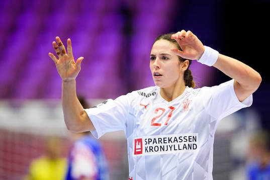 Louise Katharina Burgaard of Denmark celebrates