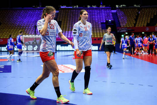 Kristina Jorgensen and Line Haugsted of Denmark look