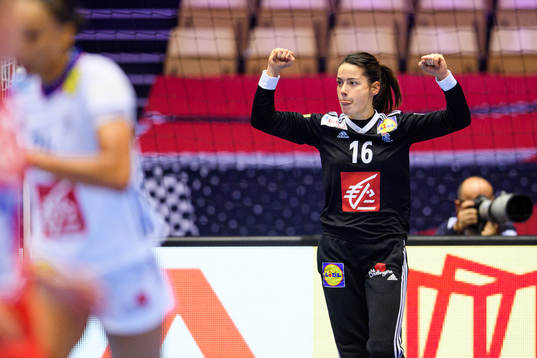 goalkeeper Cleopatre Darleux of France celebraets